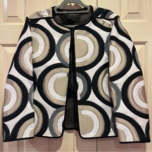 Lafayette 148 NY Geometric Abstract Blazer Open Front Jacket Size L
